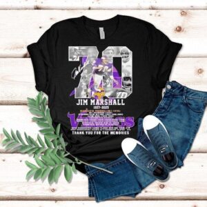 Jim Marshall Commemorative Thank You For The Memories Signatures Tshirt
