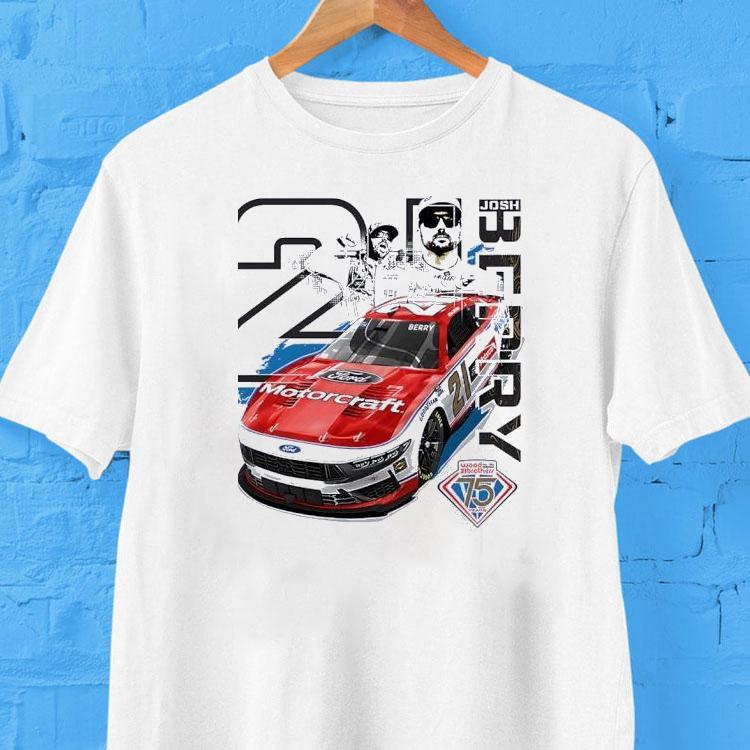 Josh Berry No 21 Ford Mustang Dark Horse For Wood Brothers Racing Shirt 2 Josh Berry No Ford Mustang Dark Horse For Wood Brothers Racing Tshirt