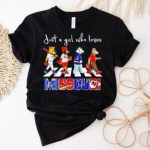 Just A Girl Who Loves Missouri Royals St Louis Cardinals Blues Chiefs Mascots Walking Across Shirt