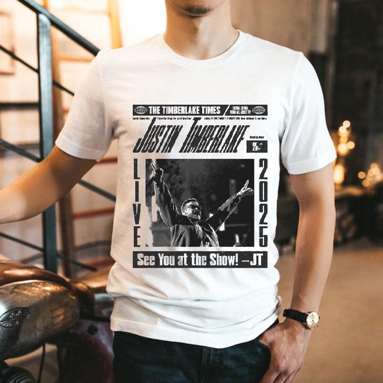 Justin Timberlake The Timberlake Times See You At The Show Live 2025 Newspaper Tour Shirt 2 Justin Timberlake The Timberlake Times See You At The Show Live Newspaper Tour Tshirt