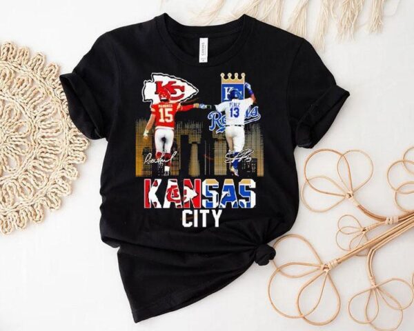 Kansas City Chiefs Mahomes Vs Kansas City Royals Perez Signatures Shirt