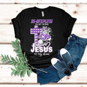 Kansas State University In My Veins Jesus In My Hear Tshirt