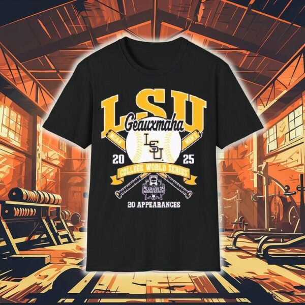 Lsu Tigers Ncaa Men’s 2025 College World Series Omaha Geaux Maha 20 Appearances Shirt