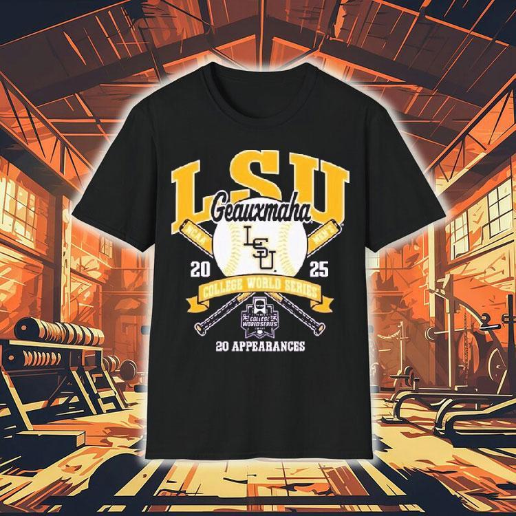 Lsu Tigers Ncaa Men's 2025 College World Series Omaha Geaux Maha 20 Appearances Shirt 4 Lsu Tigers Ncaa Men S College World Series Omaha Geaux Maha Appearances Tshirt