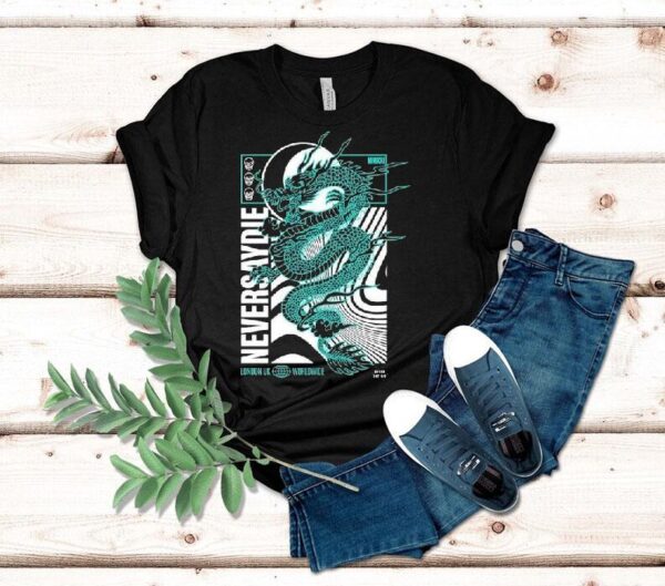 Never Say Die Records Draco London Uk Worldwide Dragon Shirt