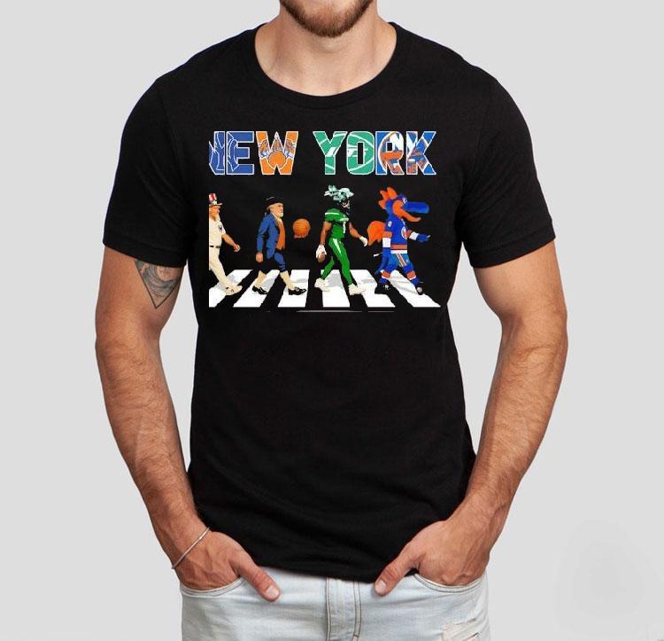 New York Giants X New York Knicks X New York Islanders Sports Team Mascot Abbey Road Shirt 4 New York Giants X New York Knicks X New York Islanders Sports Team Mascot Abbey Road Tshirt