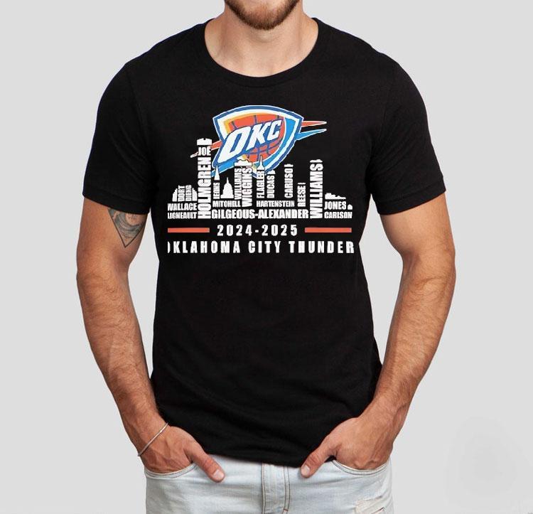 Oklahoma City Thunder 2024-2025 Team Roster City Skyline Shirt 4 Oklahoma City Thunder Team Roster City Skyline Tshirt