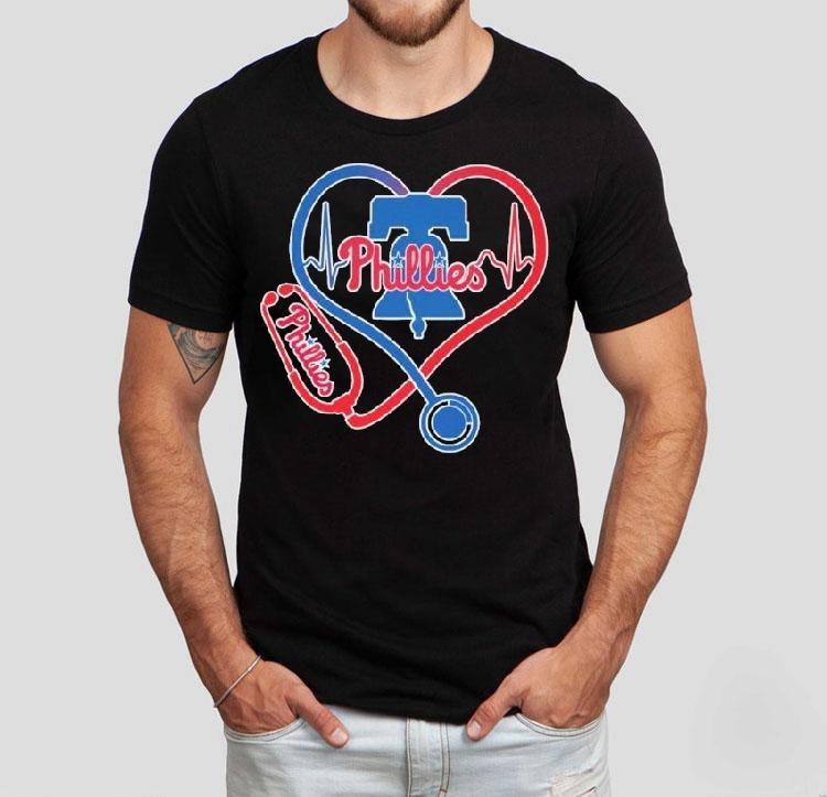 Philadelphia Phillies Caring Hearts Nurse Stethoscope Shirt 4 Philadelphia Phillies Caring Hearts Nurse Stethoscope Tshirt