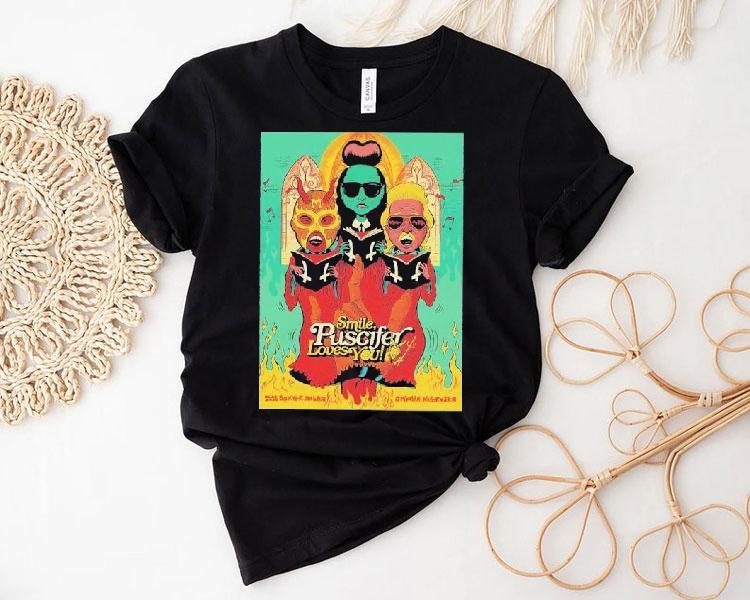 Puscifer Sessanta Omaha Nebraska Concert At The Baxter Arena On June 3 2025 Smile Puscifer Loves You Shirt 4 Puscifer Sessanta Omaha Nebraska Concert At The Baxter Arena On June Smile Puscifer Loves You Tshirt
