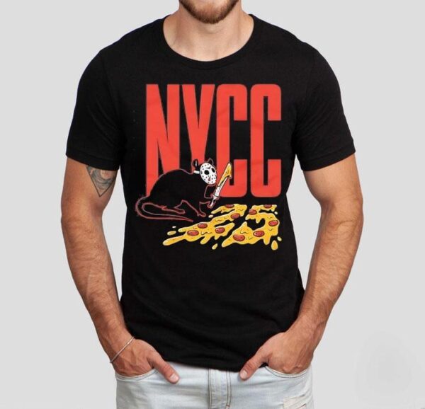 Rat Jason Voorhees Mask With Pizza Nycc 2025 Shirt