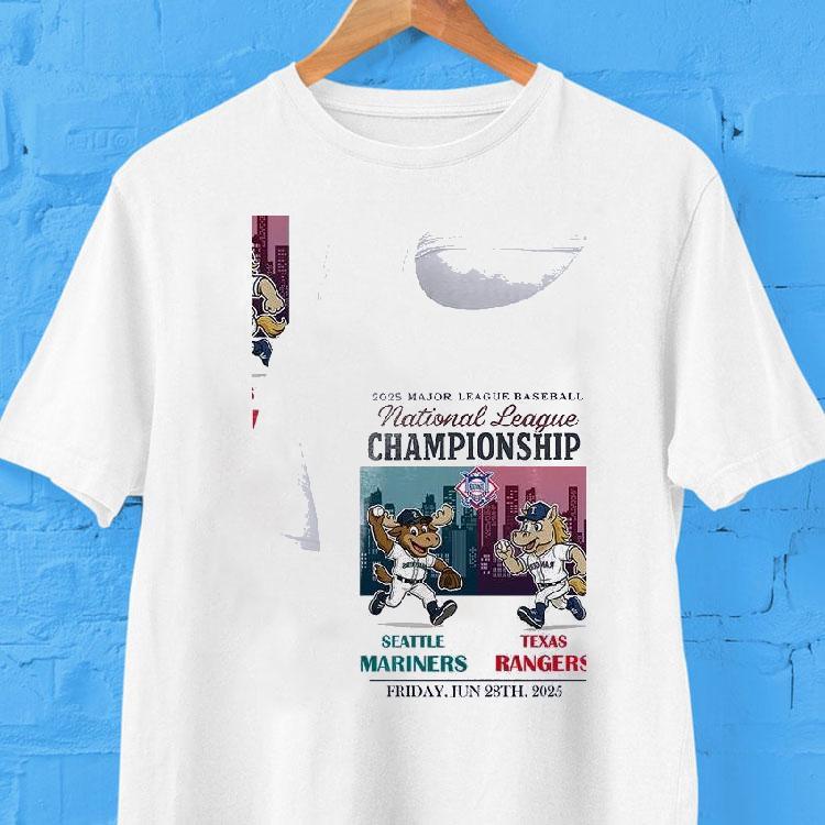 Seattle Mariners Vs Texas Rangers 2025 Mlb National League Championship Mascot Shirt 2 Seattle Mariners Vs Texas Rangers Mlb National League Championship Masco Tshirt