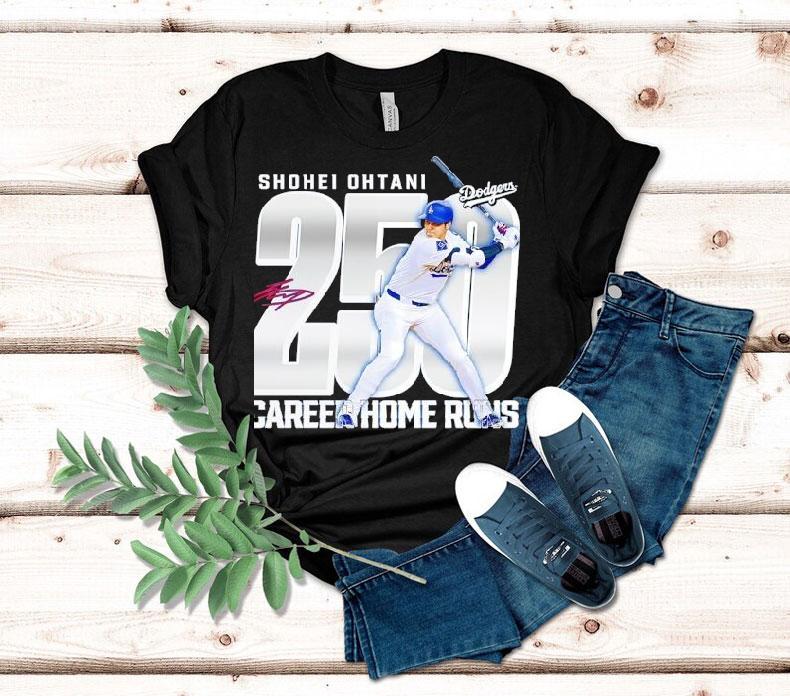 Shohei Ohtani Los Angeles Dodgers 250 Career Home Runs Signature Shirt 4 Shohei Ohtani Los Angeles Dodgers Career Home Runs Signature Tshirt