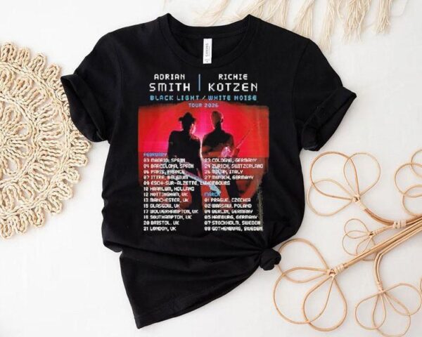 Smith Kotzen Tour 2026 Black Light White Noise Featuring Europe Dates And Red Neon Rock Duo Shirt