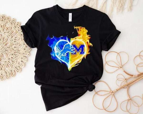 Smoke Heart Detroit Lions And Michigan Wolverines Shirt