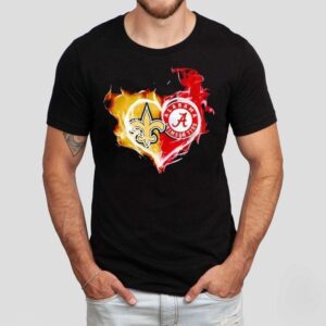 Smoke Heart Saint New Orleans And Alabama Crimson Tide Tshirt
