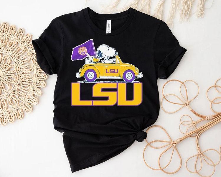Snoopy And Woodstock The Peanuts Driving Car Lsu Tigers Shirt 4 Snoopy And Woodstock The Peanuts Driving Car Lsu Tigers Tshirt