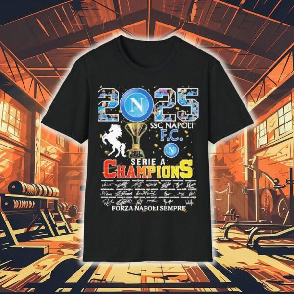 Ssc Napoli Fc Serie A Champions Forza Napoli Sempre 2025 Signatures Trophy Shirt