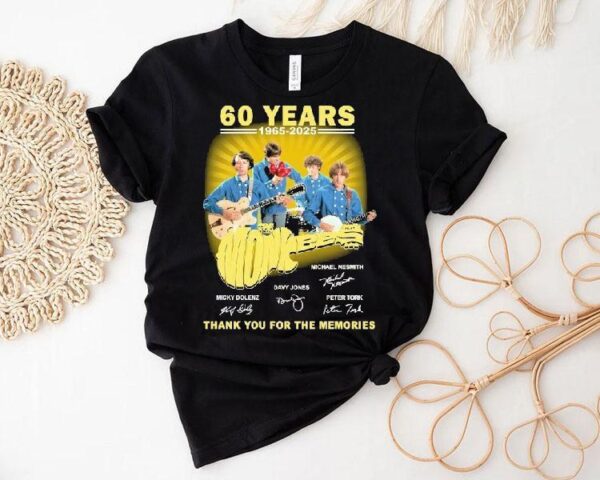 The Monkees 60 Years 1965 2025 Thank You For The Memories Signatures Shirt