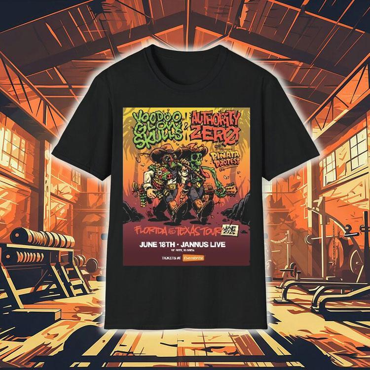 Voodoo Glow Skulls Authority Zero Jun 18 2025 Jannus Live Cowboy Skeleton Shirt 4 Voodoo Glow Skulls Authority Zero Jun Jannus Live Cowboy Skeleton Tshirt