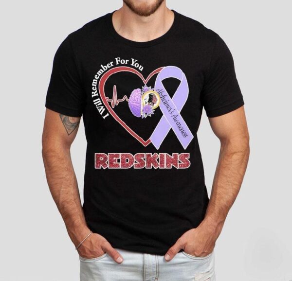 Washington Commanders I Will Remember For You Alzheimer’s Awareness Redskins Heartbeat Shirt