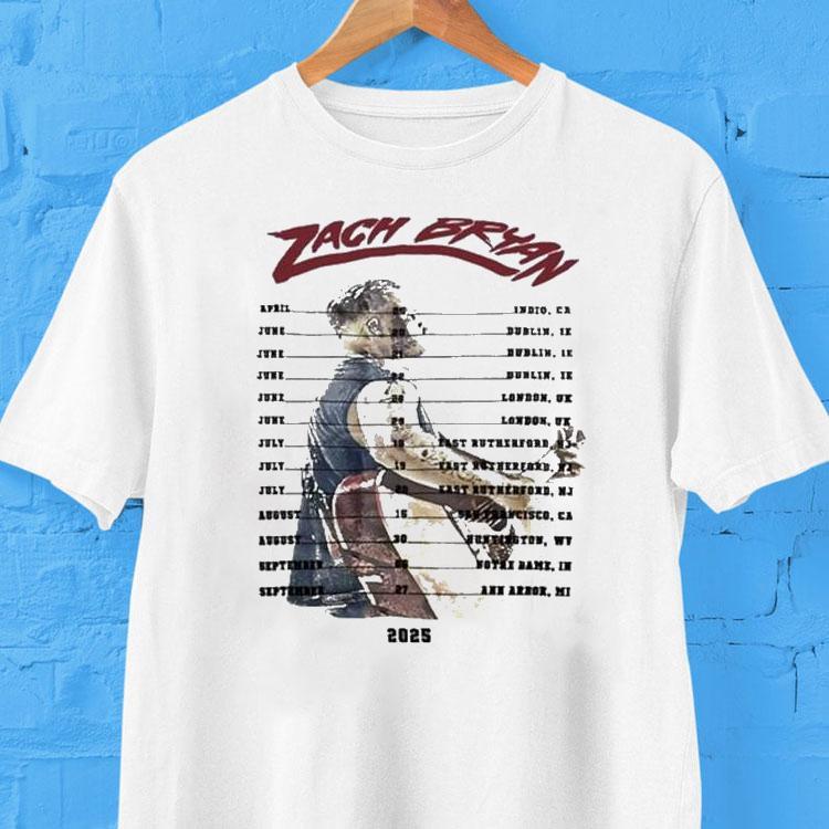 Zach Bryan World Summer Tour 2025 Dates Guitar Shirt 2 Zach Bryan World Summer Tour Dates Guitar Tshirt