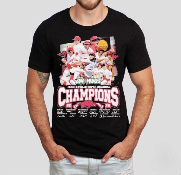 Arkansas Razorbacks Fayetteville Super Regional Champions 2025 Signatures Shirt