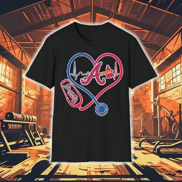 Atlanta Braves Caring Hearts Nurse Stethoscope Shirt