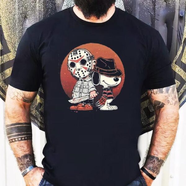 Charlie Brown And Snoopy As Jason Voorhees And Freddy Krueger Horror Shirt