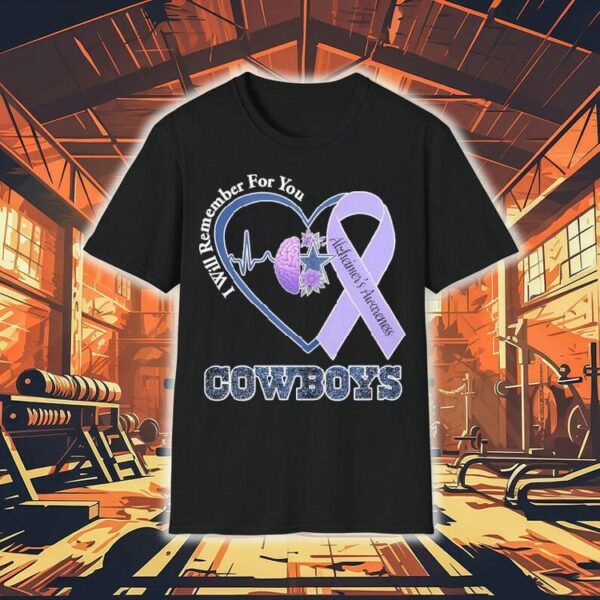 Dallas Cowboys I Will Remember For You Alzheimer’s Awareness Heartbeat Shirt