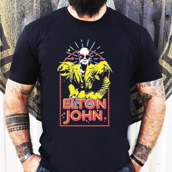 Elton John Distressed Photo Sparkle Shirt
