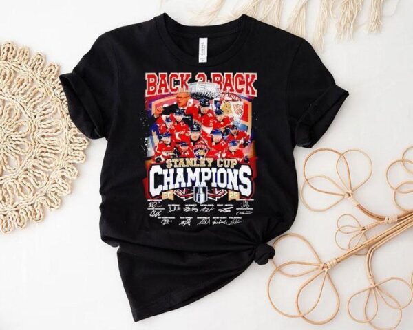 Florida Panthers Back 2 Back Champions Stanley Cup 2025 Signatures Shirt