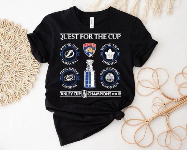 Florida Panthers Quest For The Cup Tampa Bay Toronto Carolina Oilers Stanley Champions 2025 Shirt