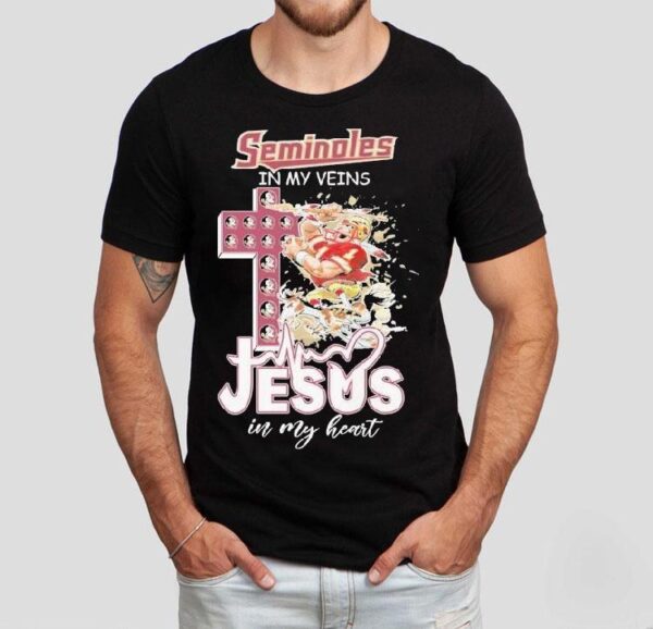 Florida State Seminoles In My Veins Jesus In My Heart Mascot Shirt