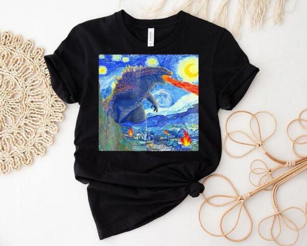Japanese Monster Kaiju In Van Gogh Starry Night Godzilla 2025 Shirt