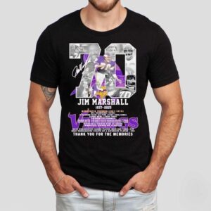 Jim Marshall Commemorative Thank You For The Memories Signatures Tshirt