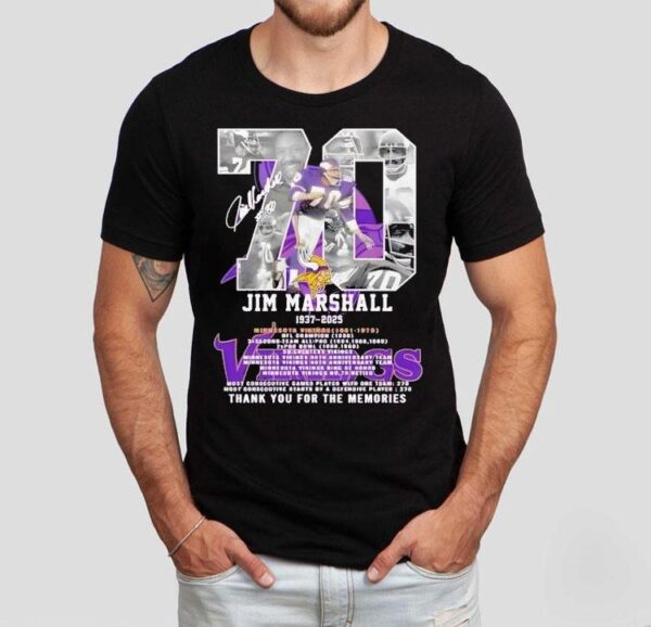 Jim Marshall Commemorative 1937–2025 Thank You For The Memories Signatures Shirt