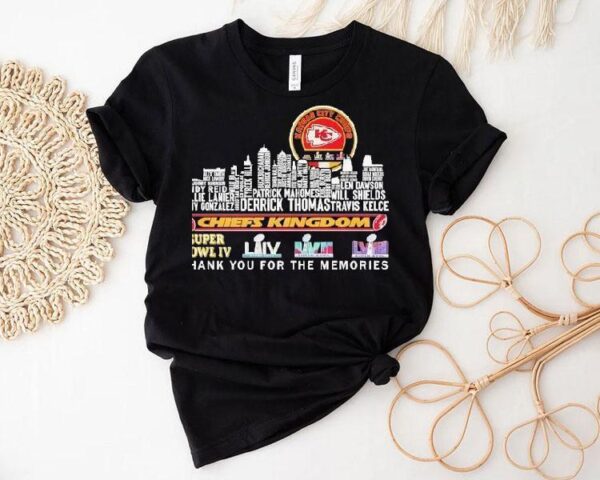 Kansas City Chiefs Kingdom Thank You For The Memories Skyline Names Shirt