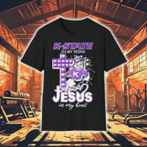 Kansas State University In My Veins Jesus In My Hear Tshirt