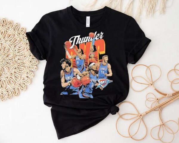 Oklahoma City Thunder Basketball Starting 5 Players Team Stars Caricature Shirt