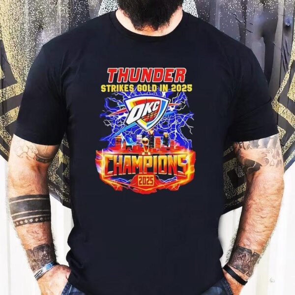 Oklahoma City Thunder Strikes Gold In 2025 Champion Lightning Shirt