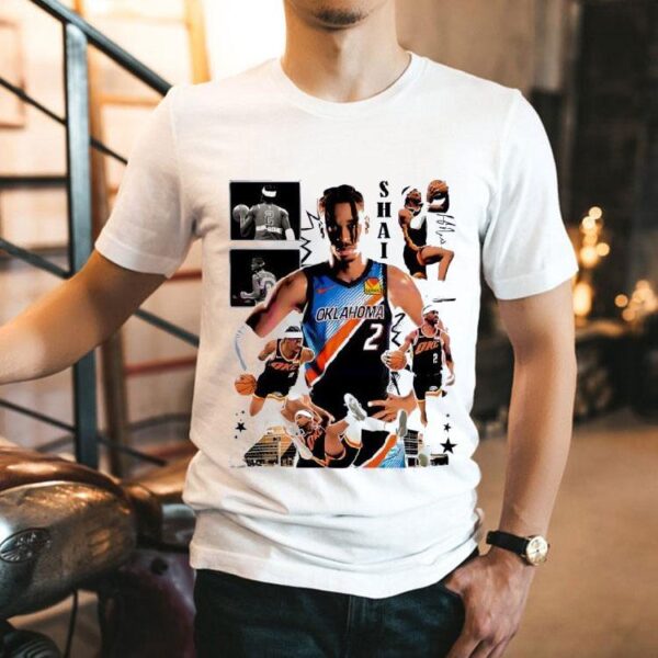 Shai Gilgeous Alexander Oklahoma City Thunder Action Collage Graphic Signature Shirt