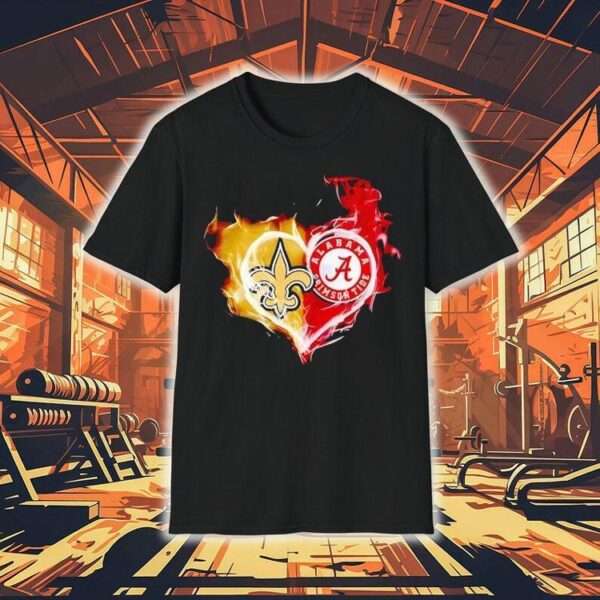 Smoke Heart Saint New Orleans And Alabama Crimson Tide Shirt