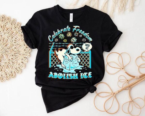 Snoopy The Peanuts Celebrate Freedom Abolish Ice Fuck Ice Shirt