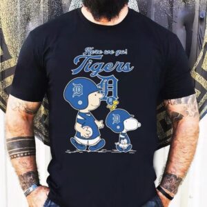 Snoopy Woodstock And Charlie Brown The Peanuts Here We Go Detroit Tigers Shirt