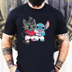 Stitch And Toothless Black Dragon X Atlanta Braves Shirt