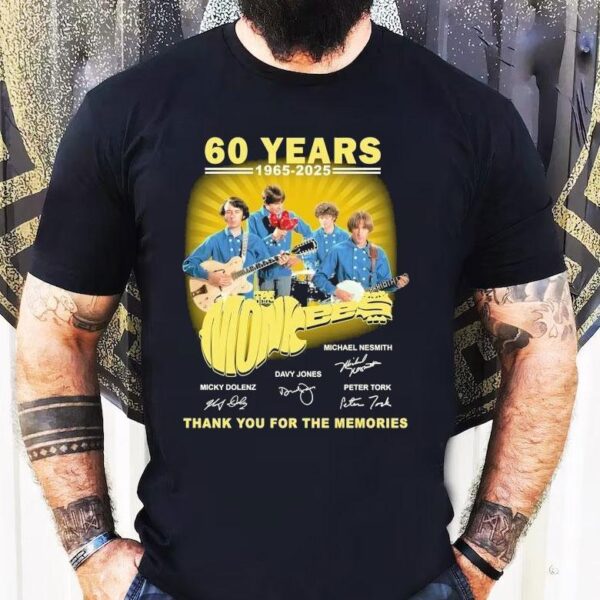 The Monkees 60 Years 1965 2025 Thank You For The Memories Signatures Shirt