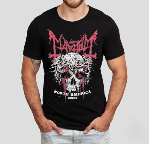 The True Mayhem Crown Of Thorns Decibel Tour 2025 North American Skull Shirt