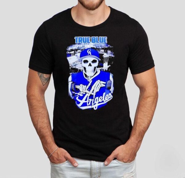 True Blue Skeleton Los Angeles Dodgers Baseball Shirt