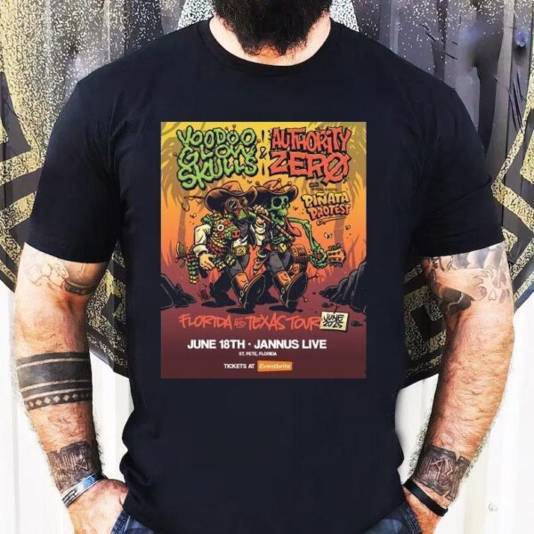 Voodoo Glow Skulls Authority Zero Jun 18 2025 Jannus Live Cowboy Skeleton Shirt