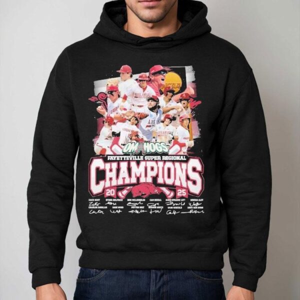 Arkansas Razorbacks Fayetteville Super Regional Champions 2025 Signatures Shirt